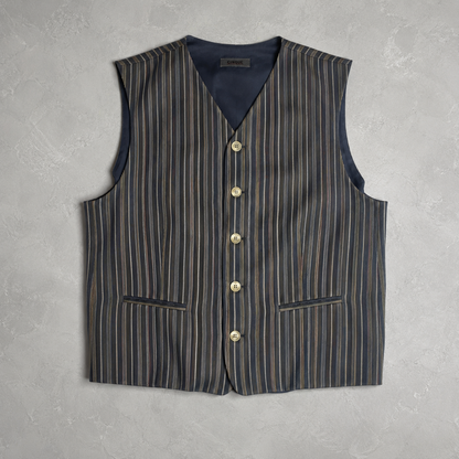 CINQUE Real Vintage Herrenweste Nadelstreifen 90er Jahre Schurwolle Leinen Made in Italy