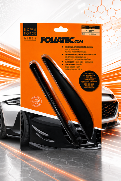 Foliatec Down Force Wings – 2er-Set flexible Spoiler-Flaps zum Aufkleben, universell einsetzbar, selbstklebend