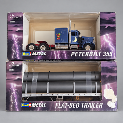 Revell Metal Peterbilt 359 + Flat-Bed Trailer 1:24 Die-Cast OVP unbespielt