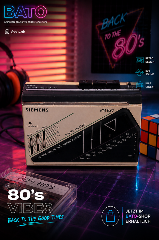 Siemens RM 826 tragbarer AM/FM Stereo Radio-Kassettenplayer mit grafischem Equalizer – Vintage 80er Jahre