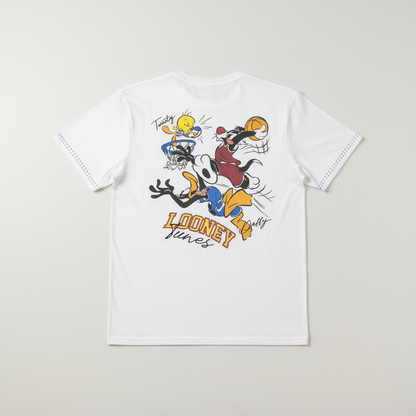 RE:COVERED x Looney Tunes Herren T-Shirt – Weiß Baumwolle Front & Back Print NEU