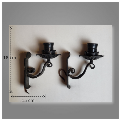 Vintage Wandleuchten 2er Set Kerzenleuchter Wandlampe 1930er 1940er Jahre Stahl Antik
