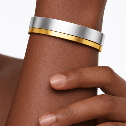 Calvin Klein Damen Armreif 2-teilig Set Edelstahl Zweiton Schmuck Silber / Gold