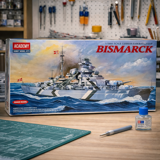 ACADEMY 1:350 Schlachtschiff BISMARCK Modellbausatz 1453 Vintage 1986 – ungebaut in OVP"