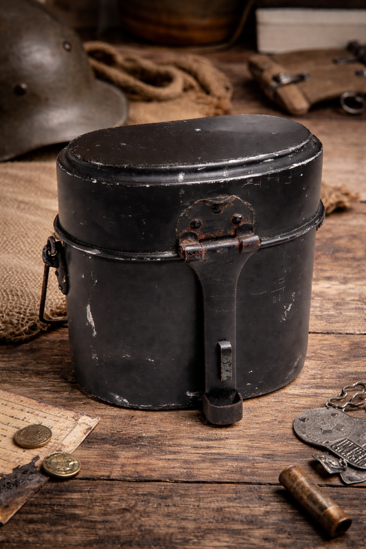 Original WW2 Kochgeschirr M31 Aluminium schwarz 2. Weltkrieg – Gesamtansicht