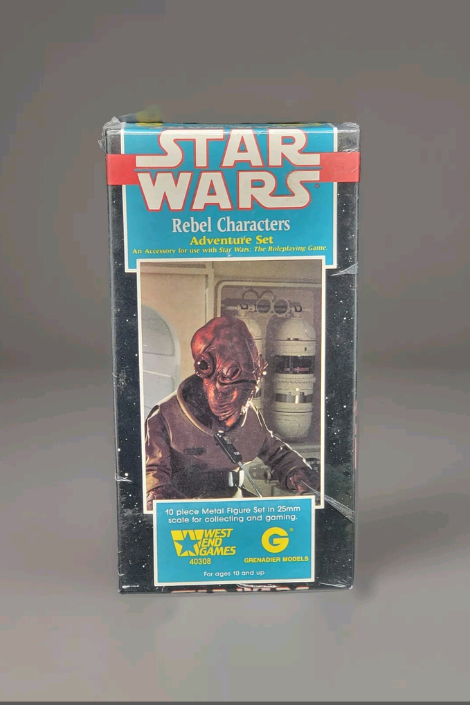 West End Games Star Wars „Rebel Characters Adventure Set" – 10-teiliges Metall-Figurenset (25mm) von Grenadier Models, OVP verschweißt, ca. 1981